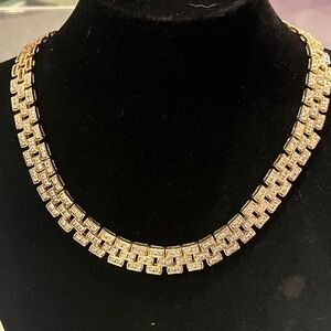 Suzanne Somers Vintage Panther Link CZ Channel Set tennis Necklace HSN 1994 RARE